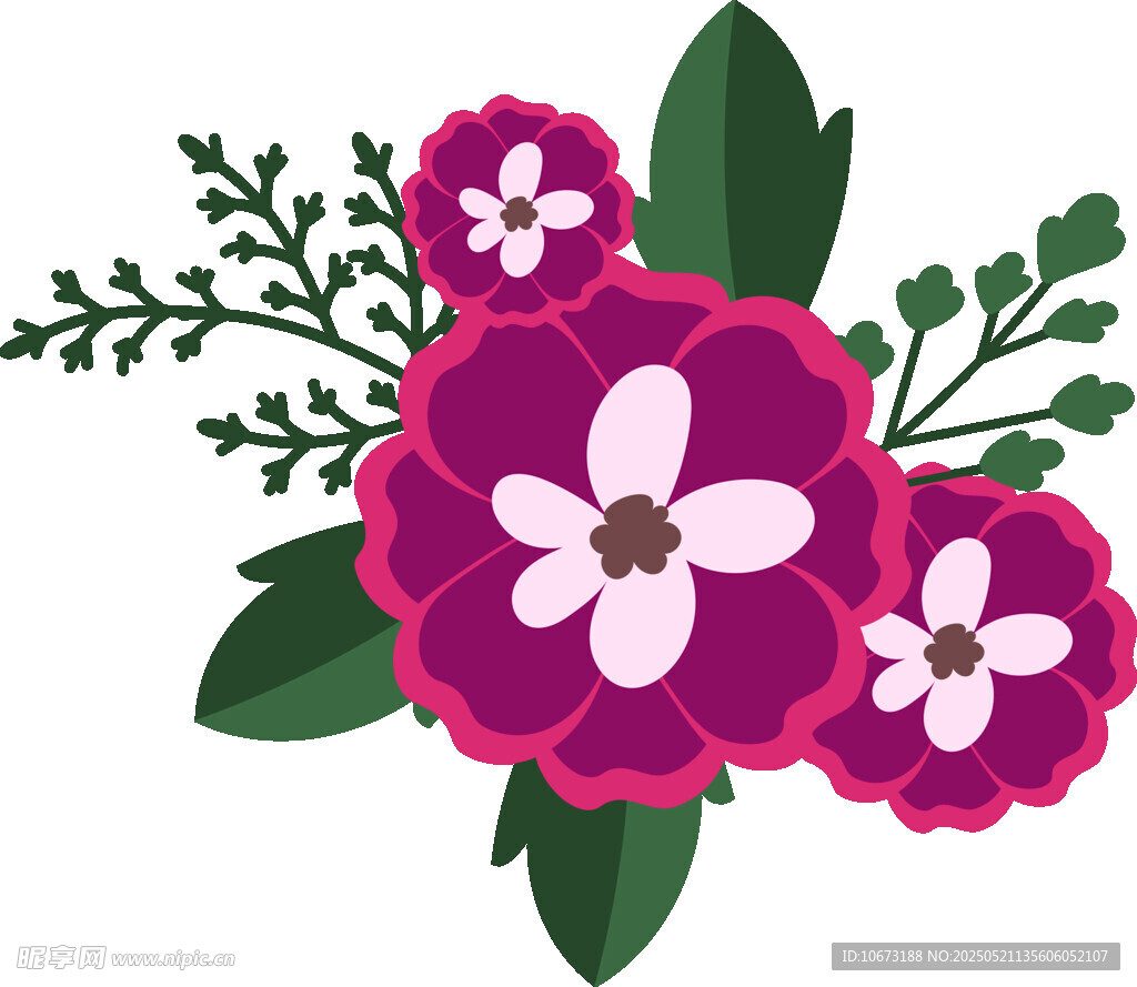 艳丽花卉插画