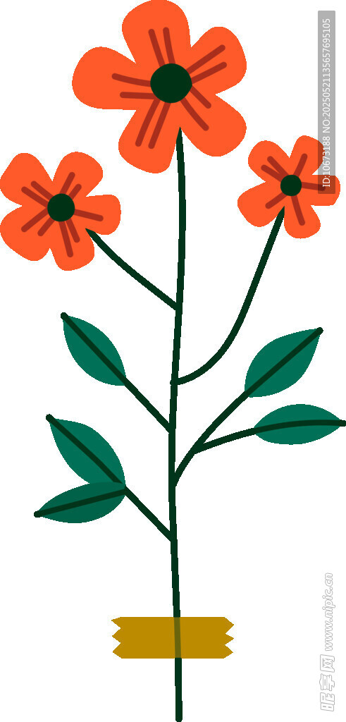 橙色花朵插画植物元素
