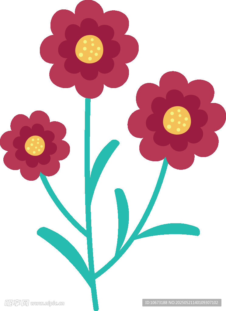 三朵红花插画