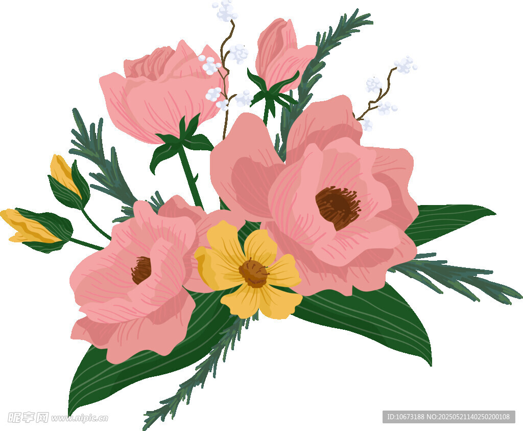 粉色花卉插画