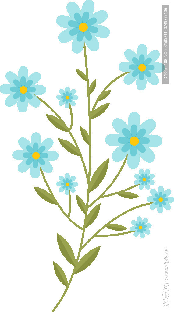 蓝色小花插画