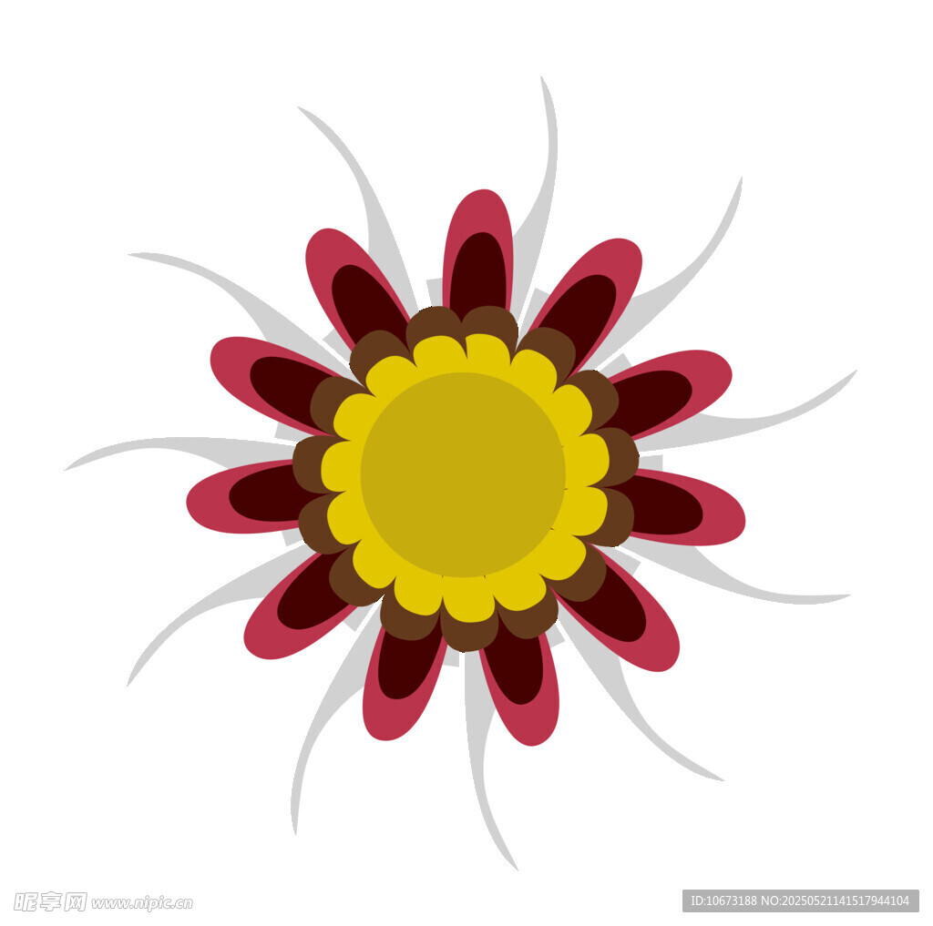 红色花瓣黄色花心花朵图案