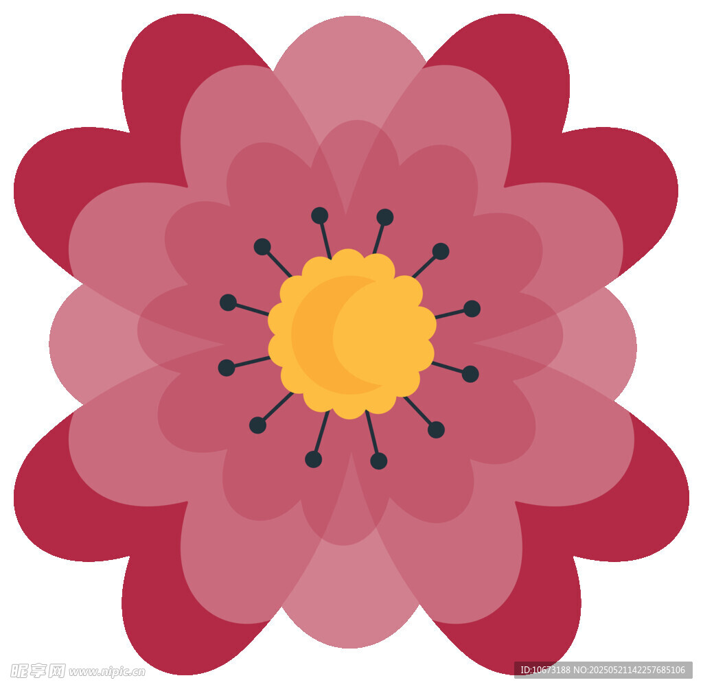 粉色多层花朵插画图案