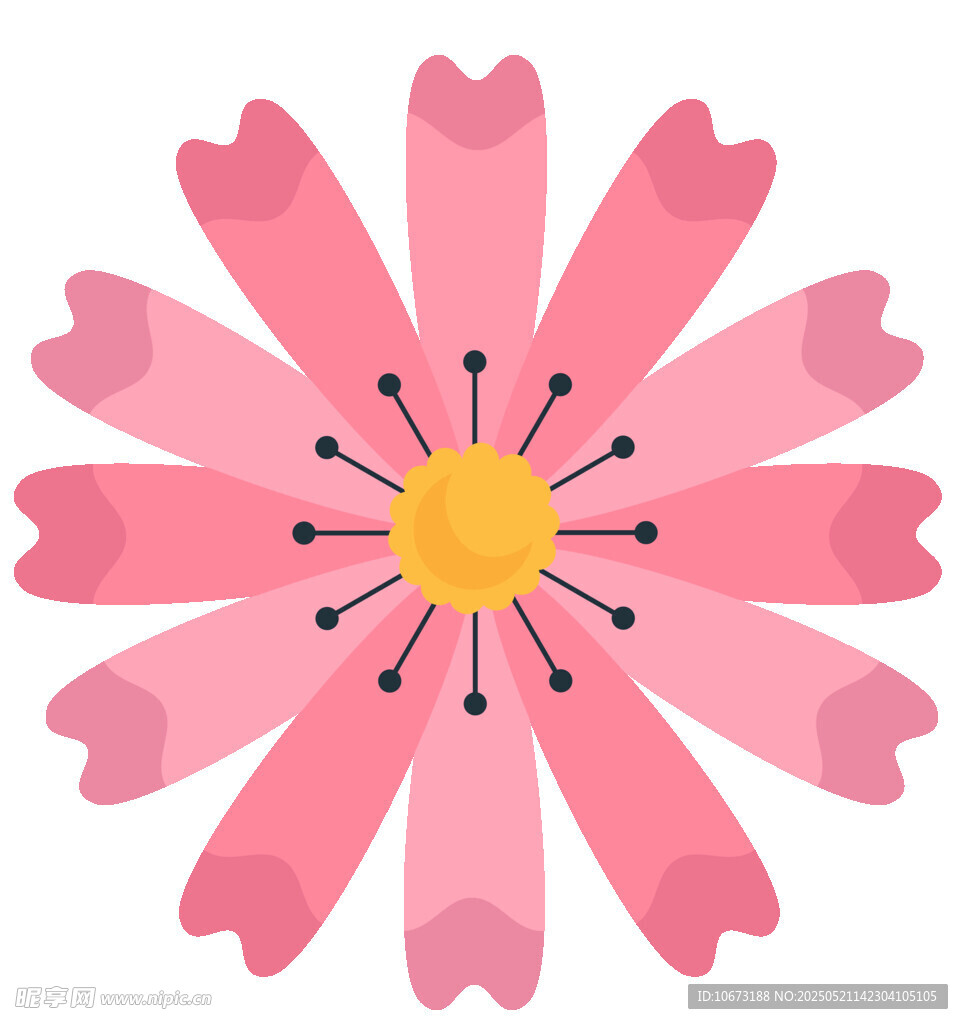 粉色花朵插画图案设计