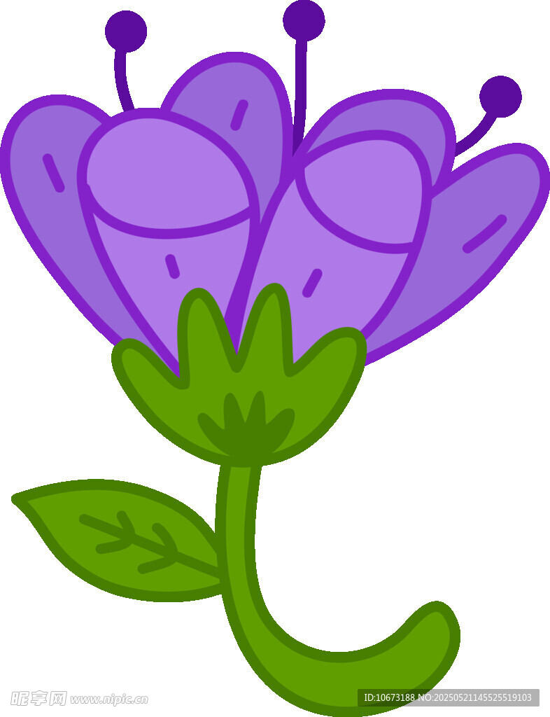 紫色卡通花朵插画