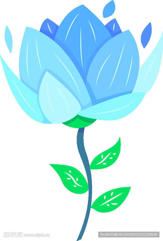 蓝色梦幻花朵插画