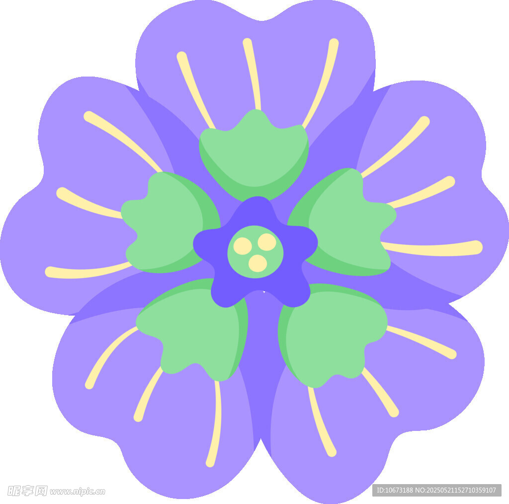 紫色花朵插画图案设计