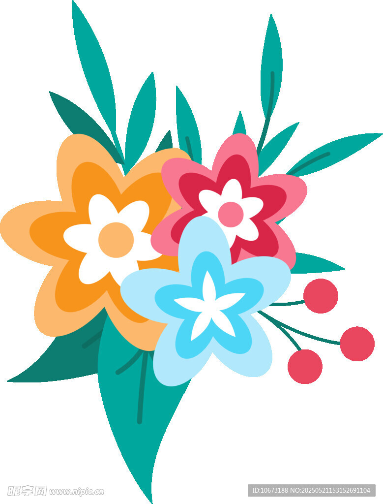 多彩花卉插画