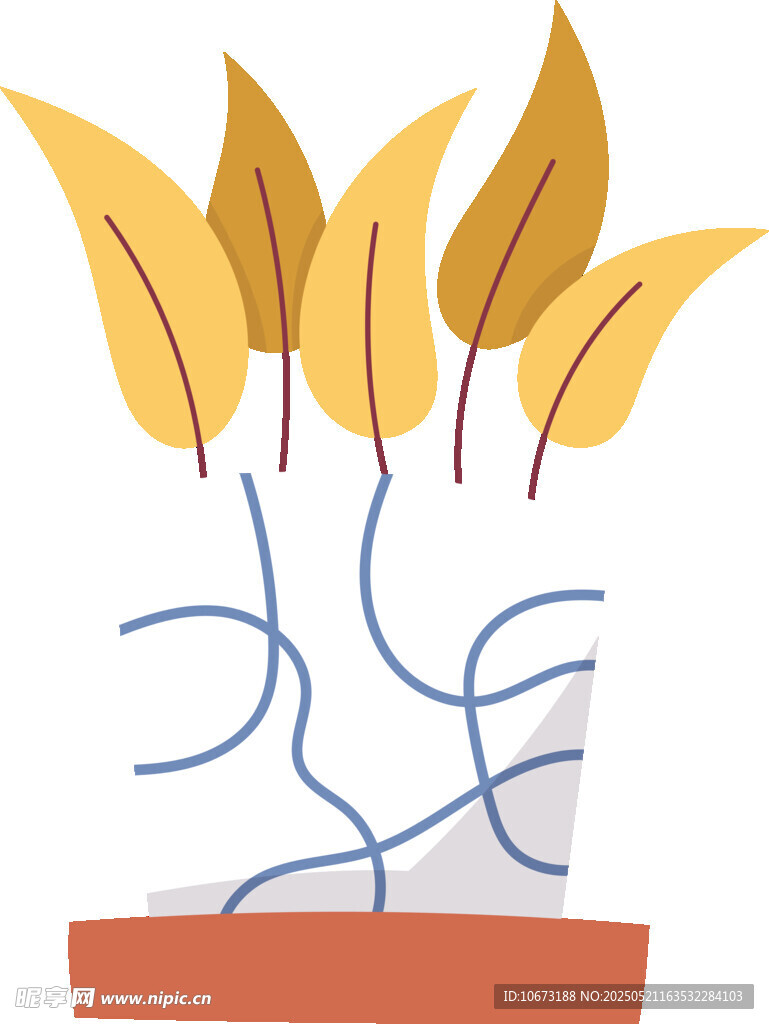 盆栽黄叶插画