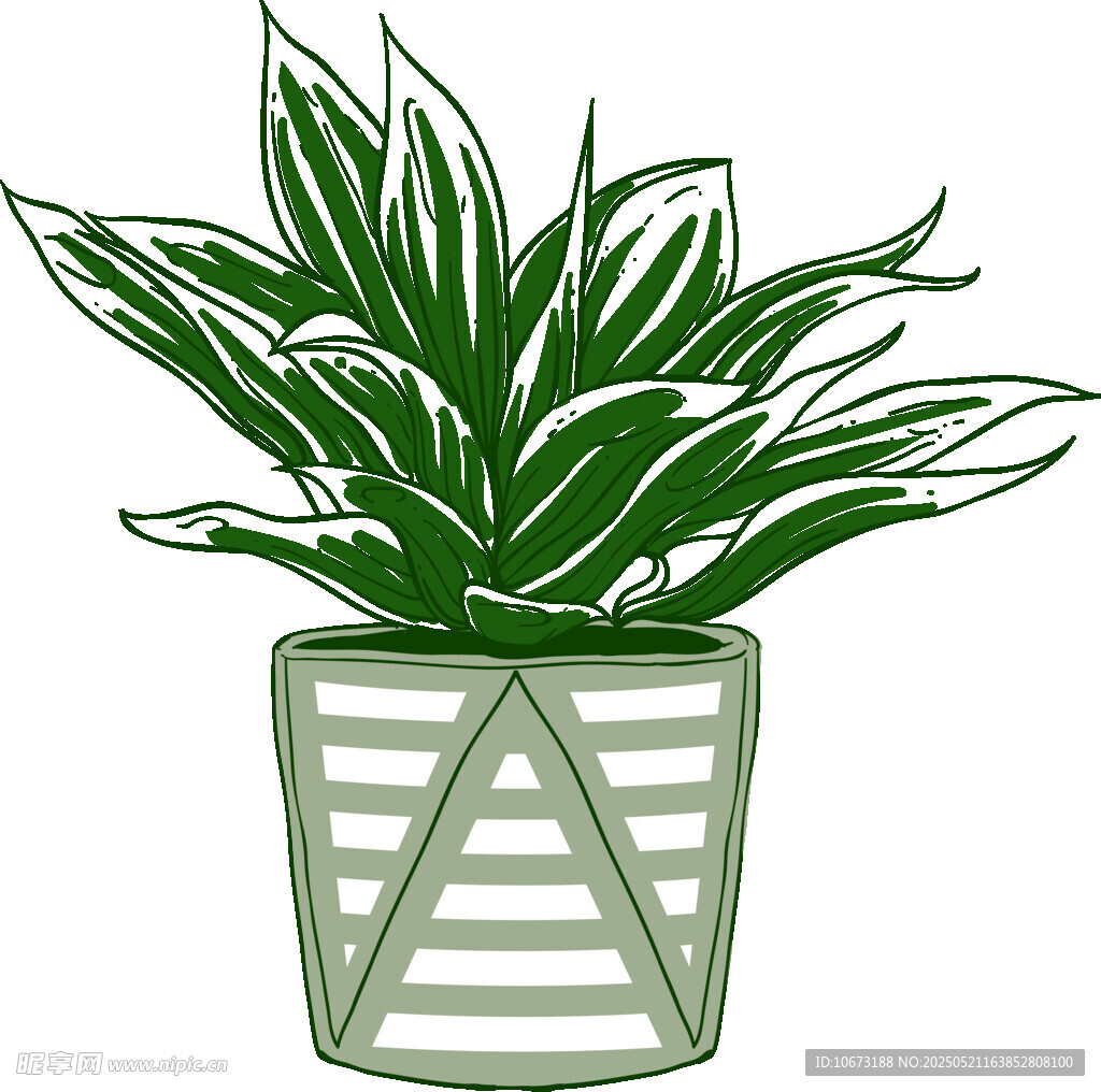 简约风绿植盆栽插画