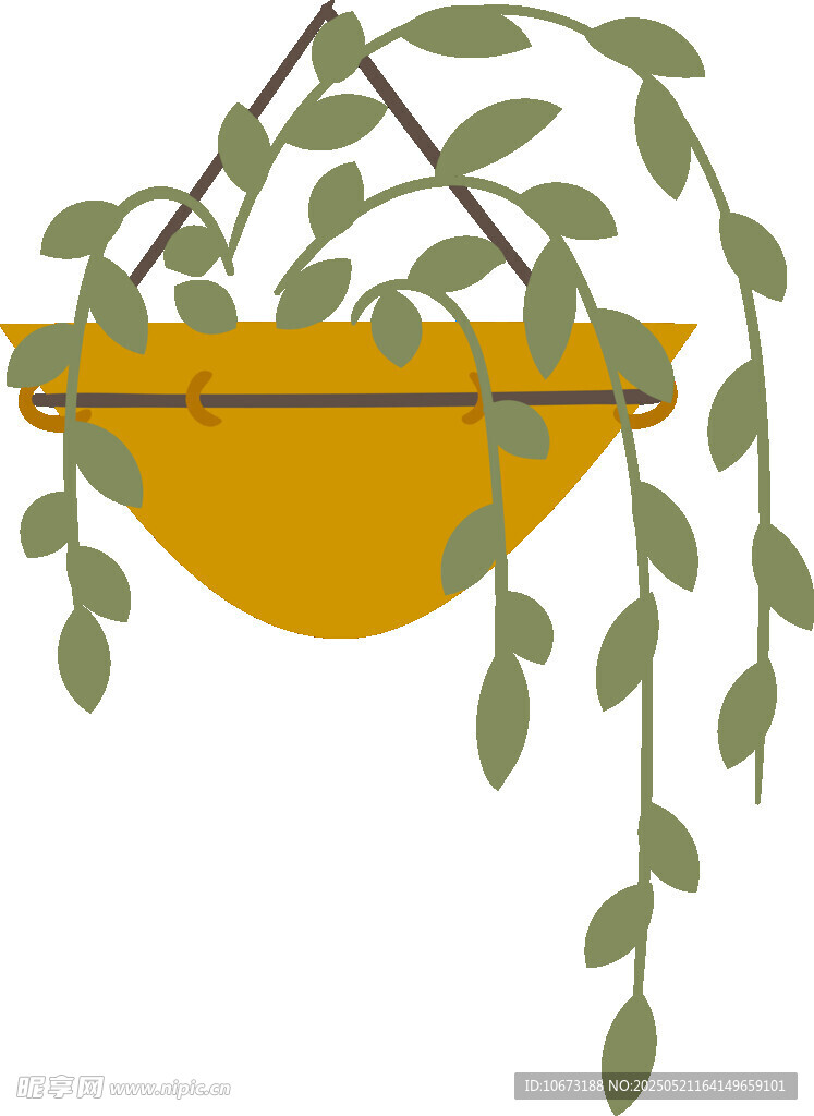 悬挂绿植花盆插画