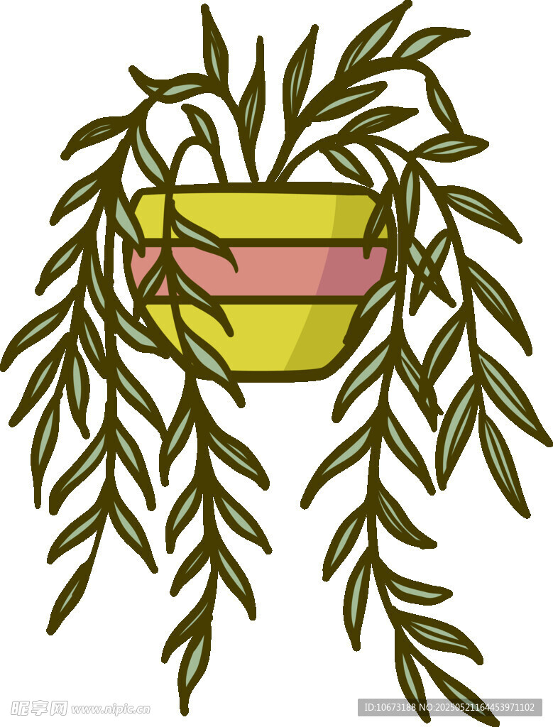 悬挂绿植盆栽插画