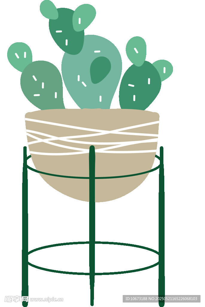 简约风绿植盆栽架上仙人掌