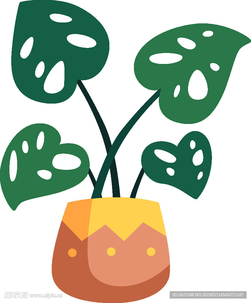 卡通风格盆栽植物插画