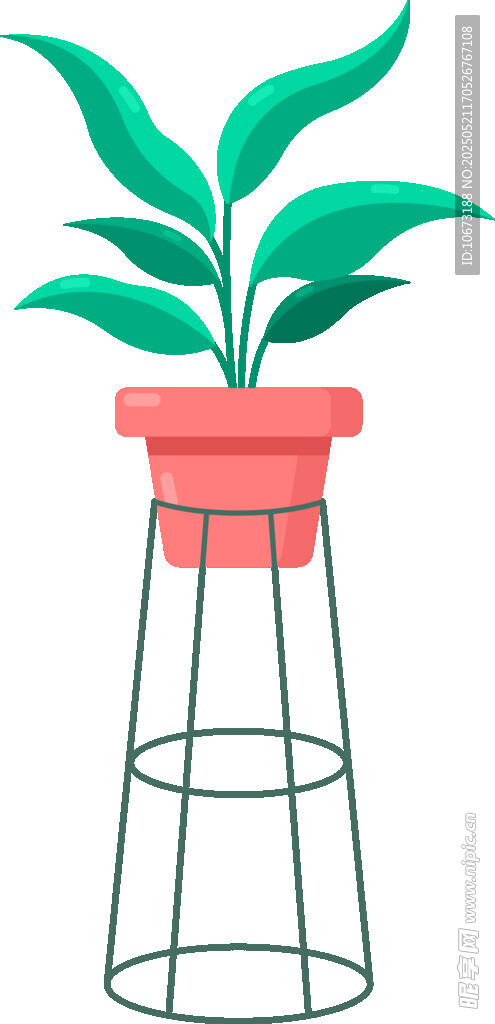粉色花盆中的绿植摆件