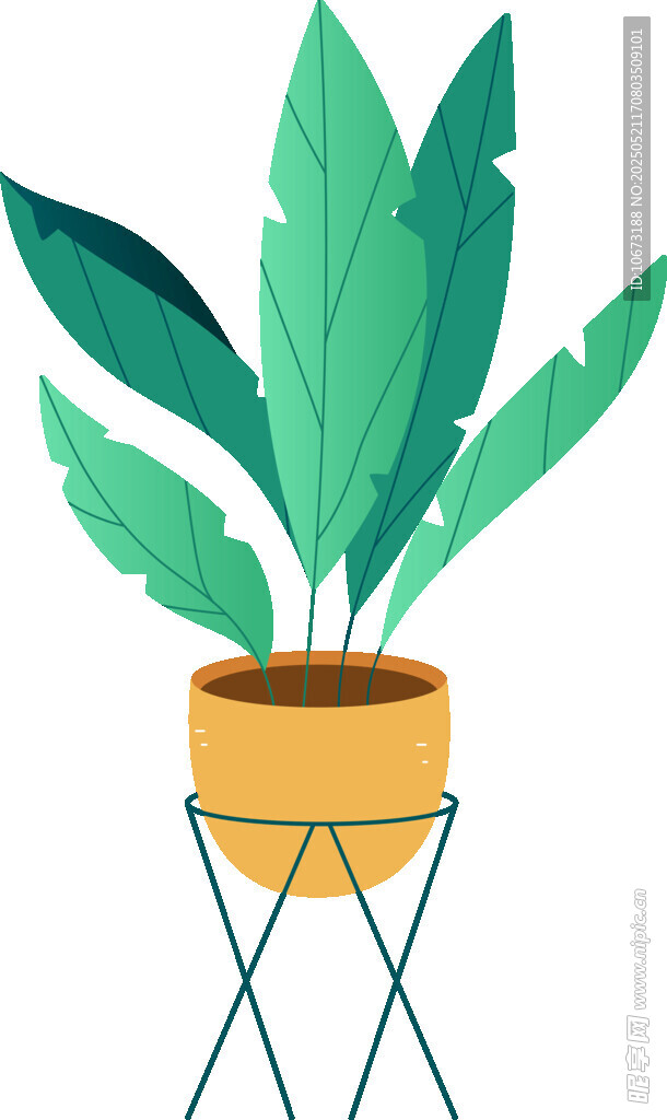 简约绿植盆栽插画