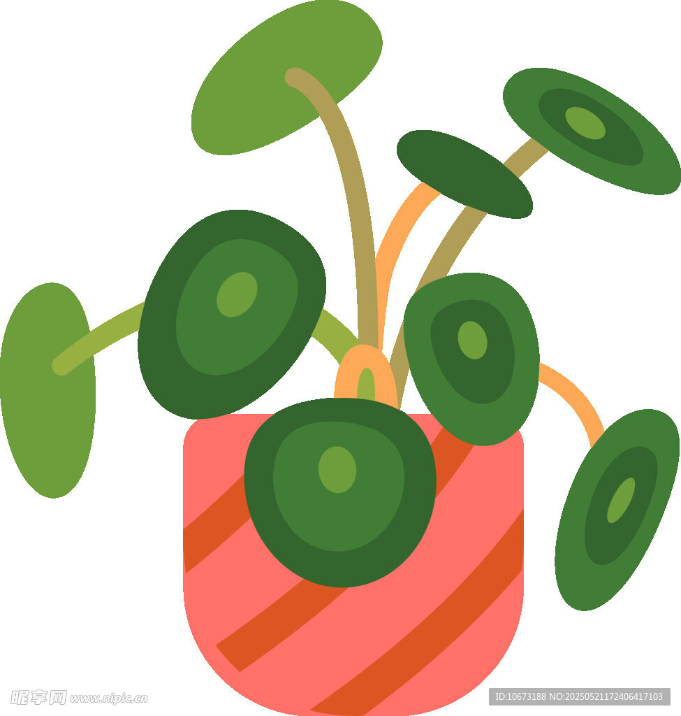 卡通盆栽植物插画