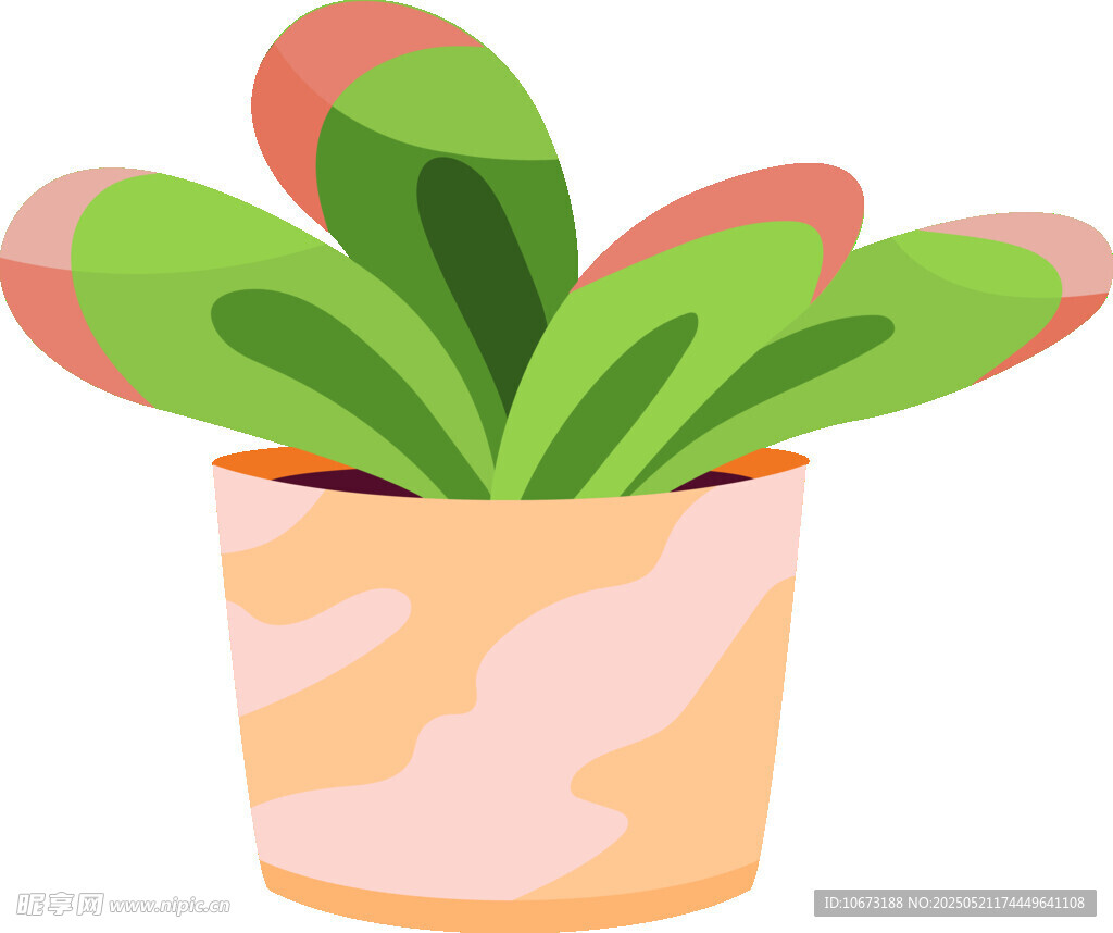 可爱盆栽植物插画