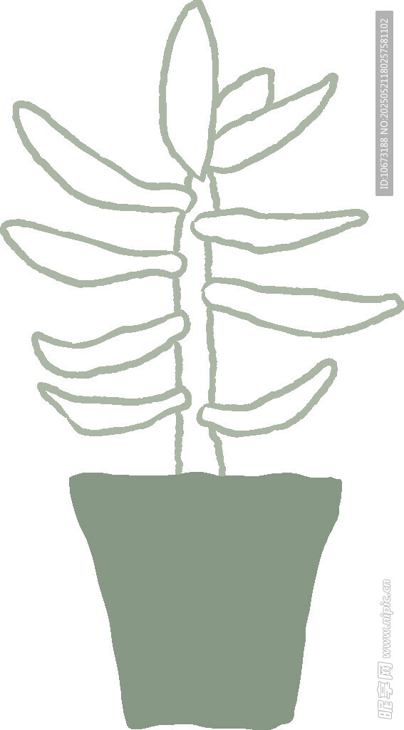 简约盆栽线条插画