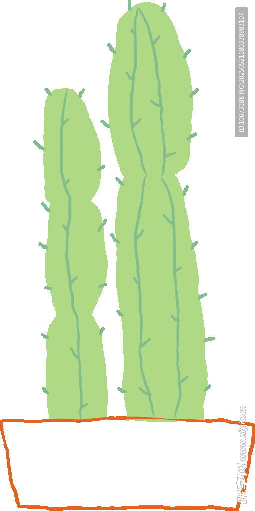 盆栽仙人掌插画