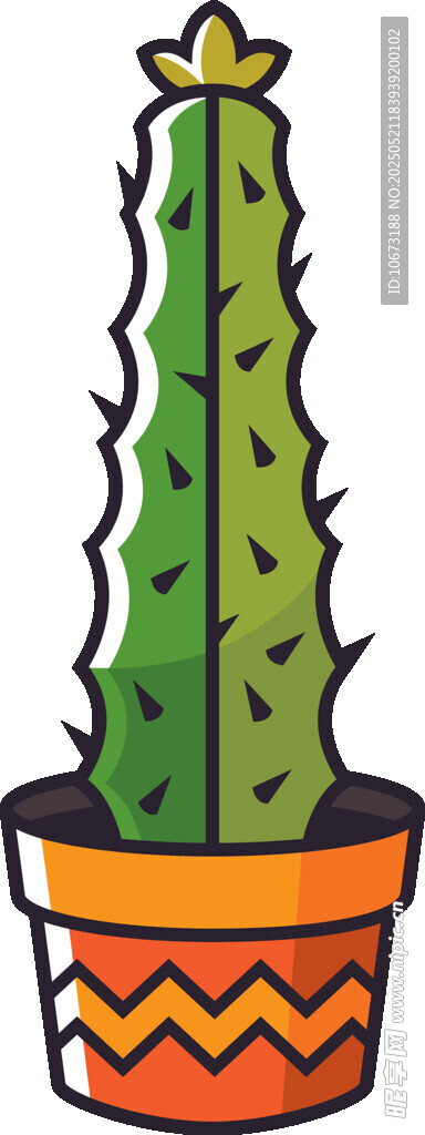 盆栽仙人掌插画