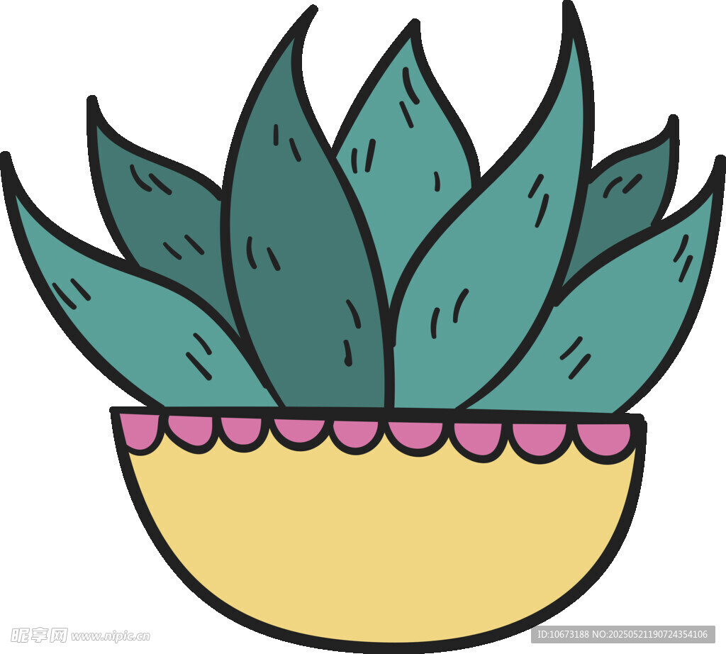 卡通盆栽绿植插画