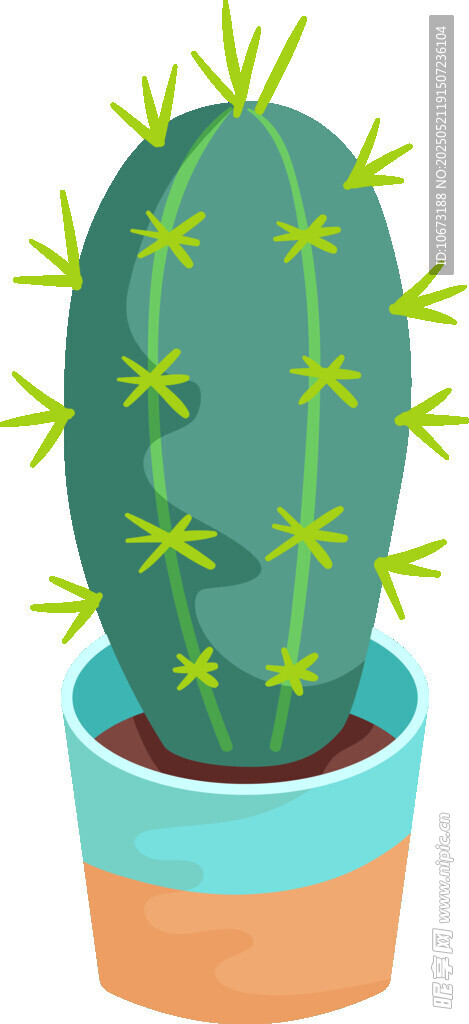 盆栽仙人掌插画