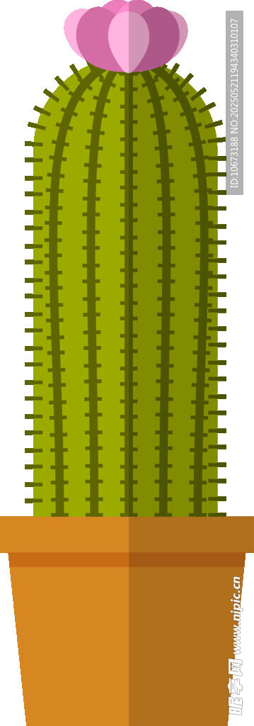 可爱仙人掌盆栽插画
