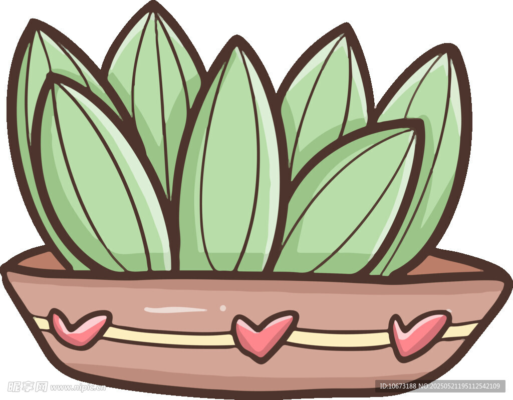 爱心盆栽绿植插画