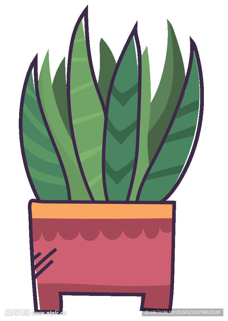 卡通盆栽绿植插画