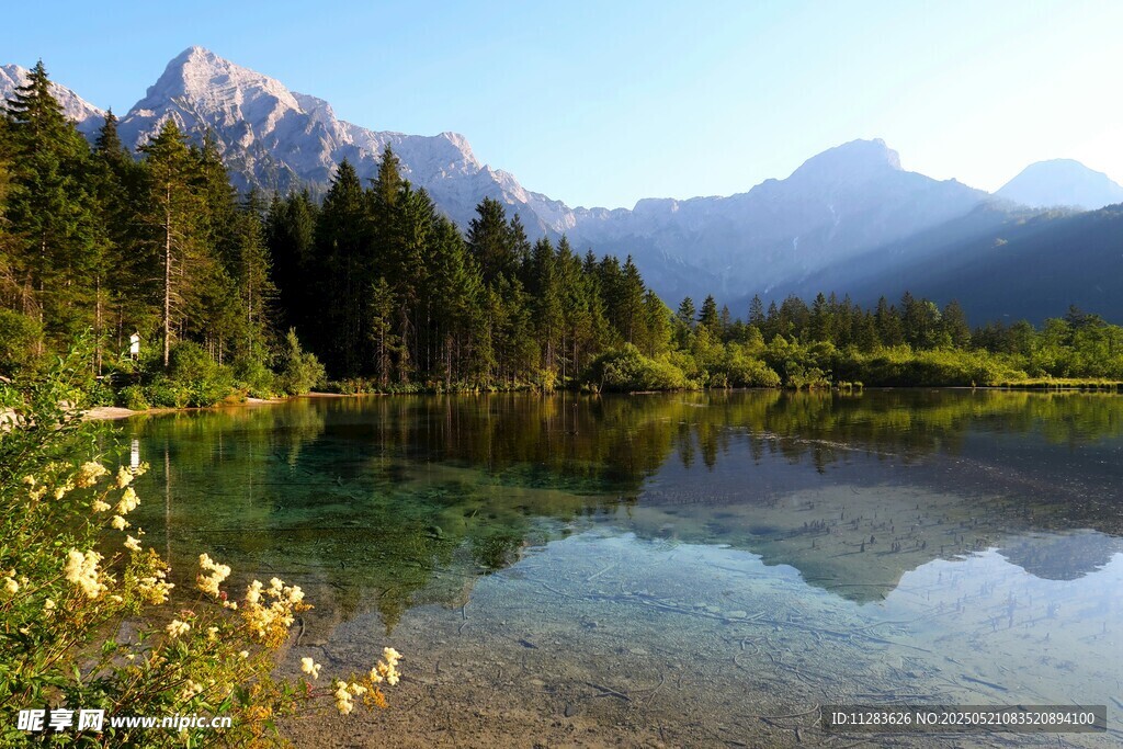湖畔山林美景