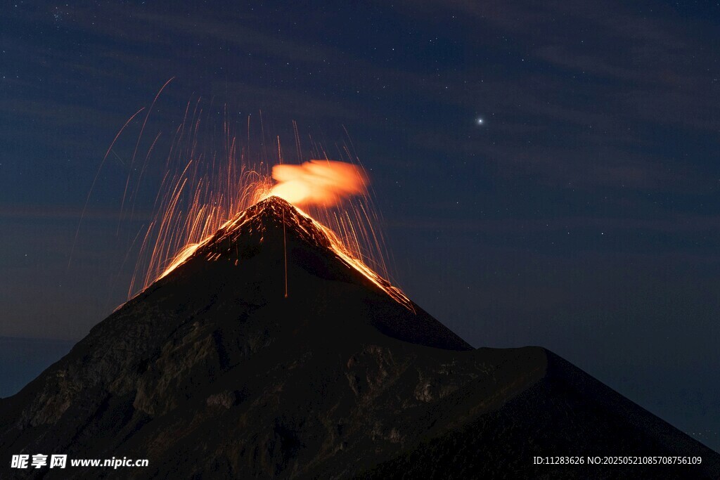 火山喷发夜景