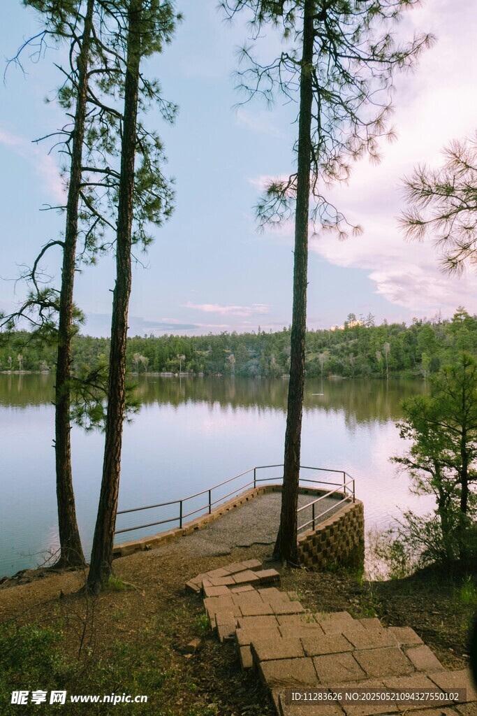 湖畔美景 宁静的自然风光