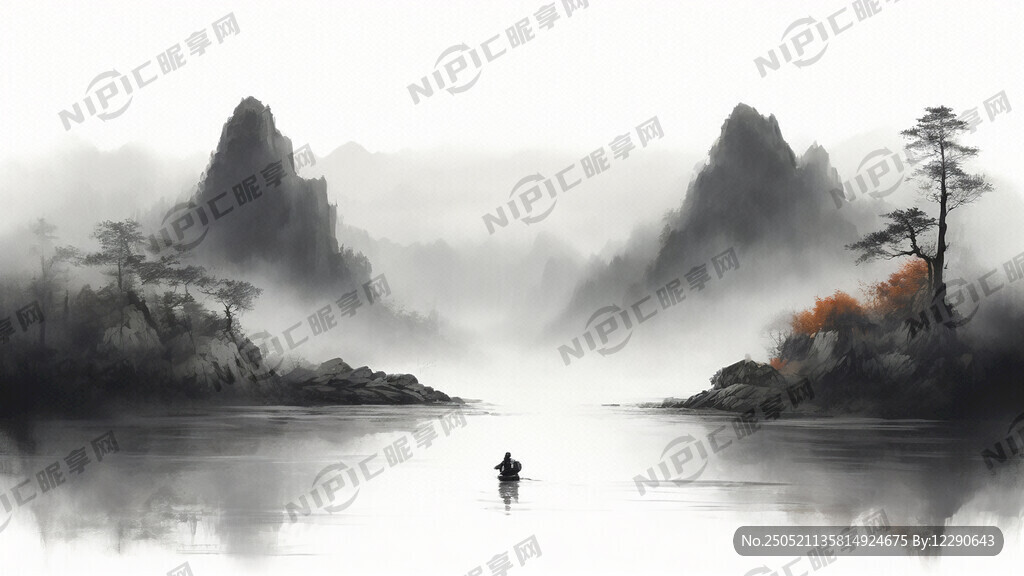 山谷 中国风 中国画 山水