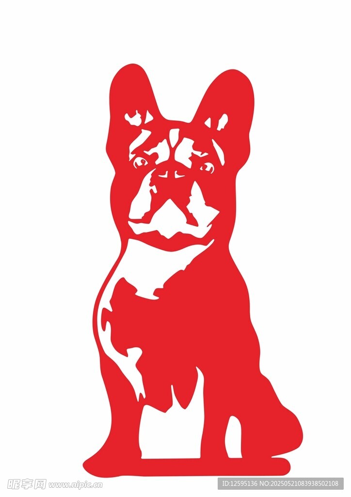 红色斗牛犬剪影图案