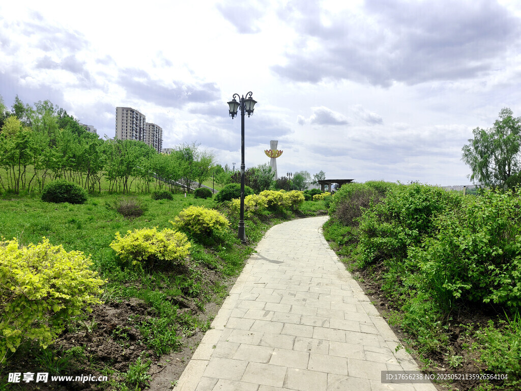 城市中的宁静步道景观