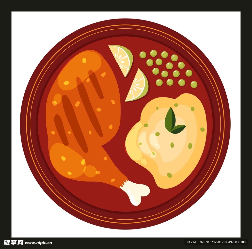 美味烤鸡腿配土豆泥