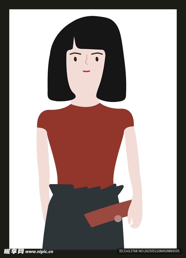 红衣短发女士
