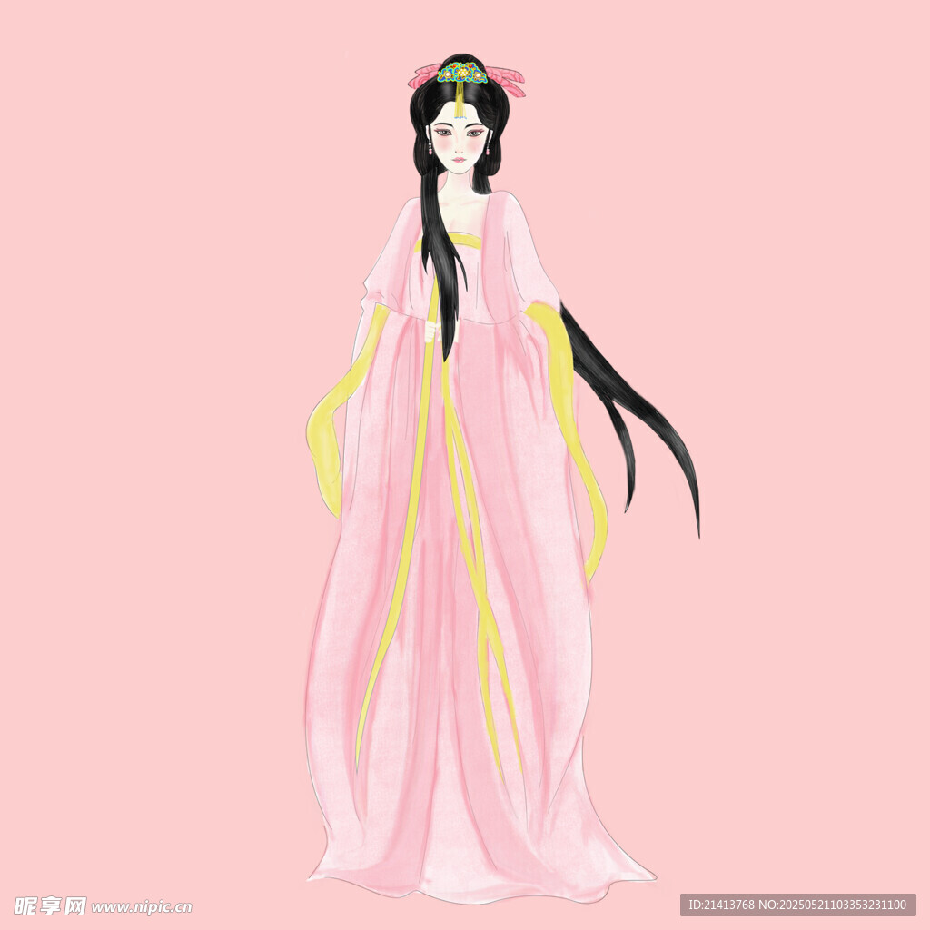 古风粉色长裙古装女子