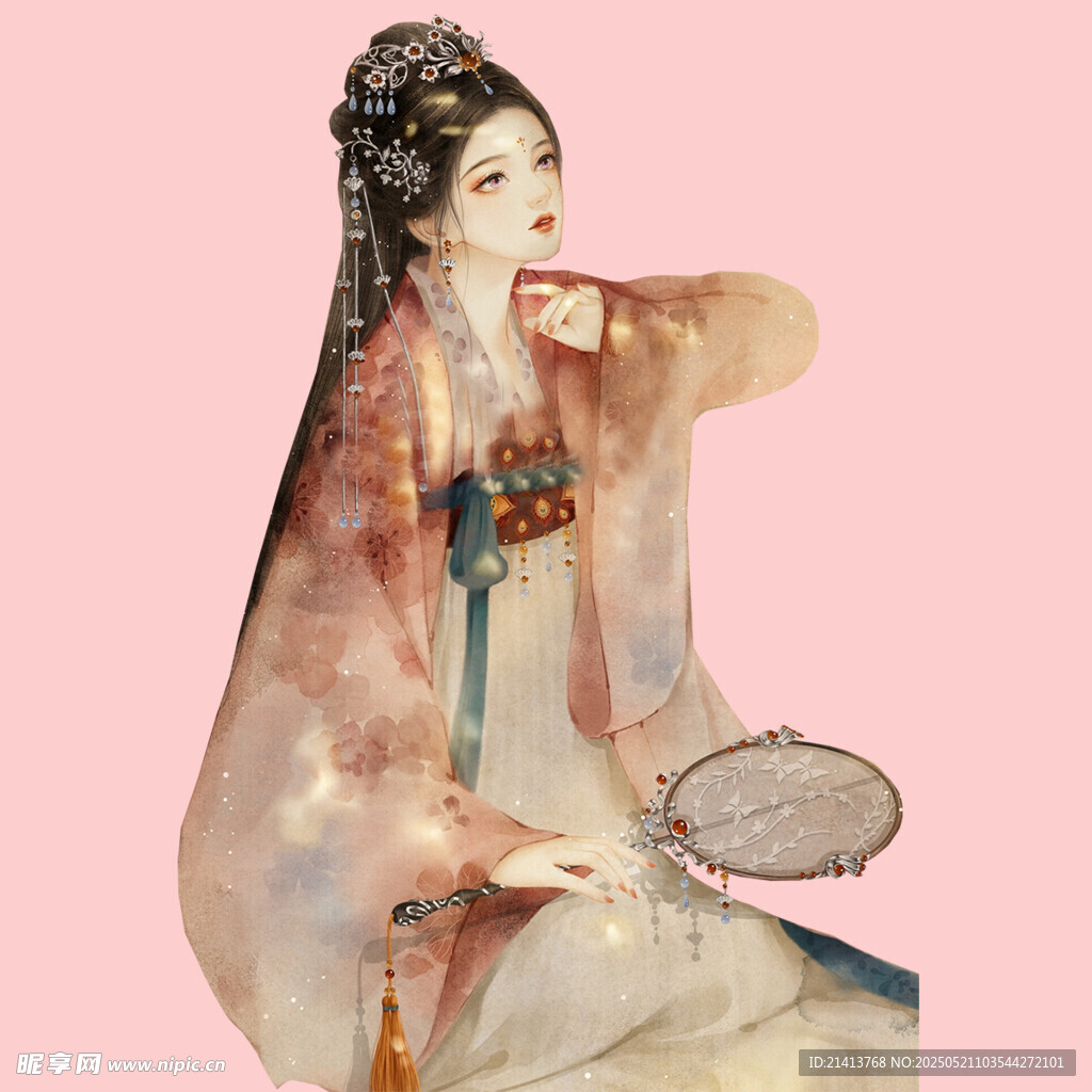 古风美人持扇