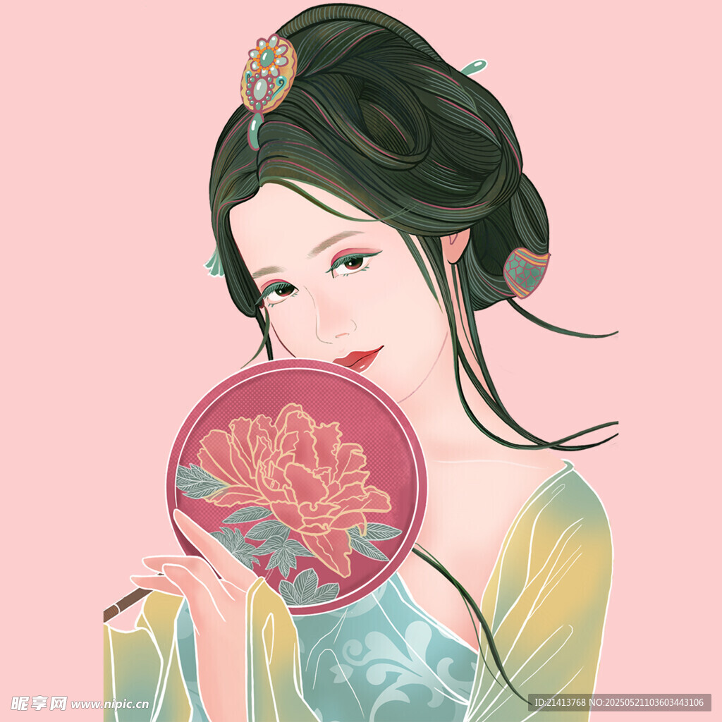 古风佳人持扇