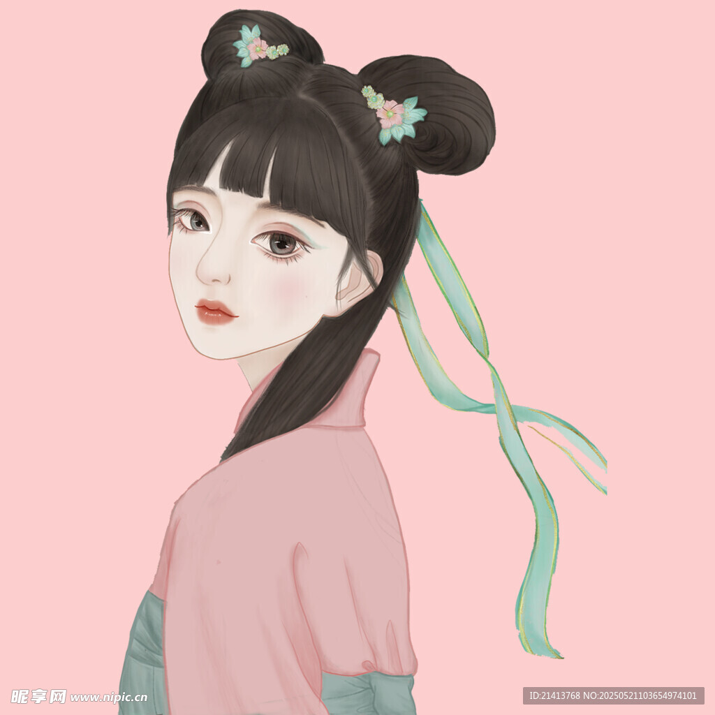 古风双髻少女