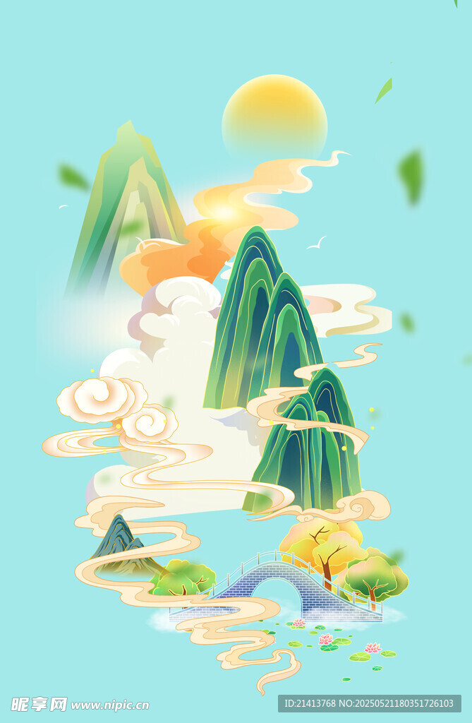 国潮古风山水