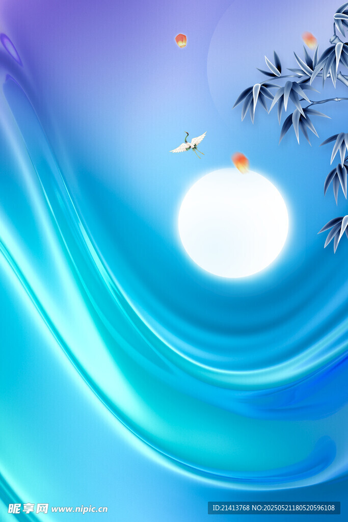 梦幻蓝调水波背景