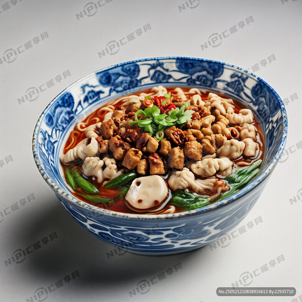 腰花面   青花瓷大碗