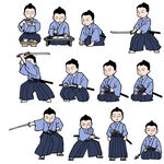 卡通武士多样动作表情