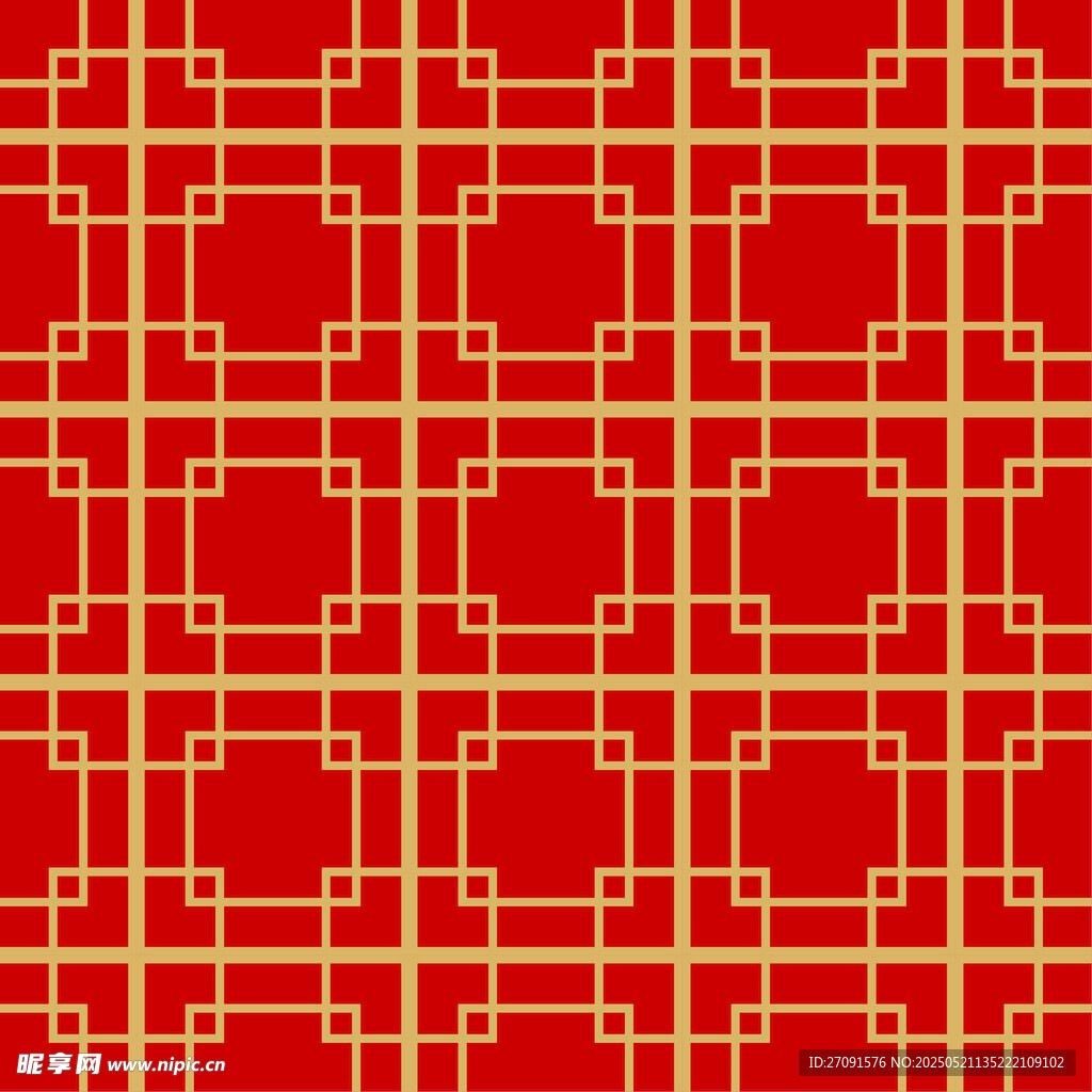中式红色几何花纹图案