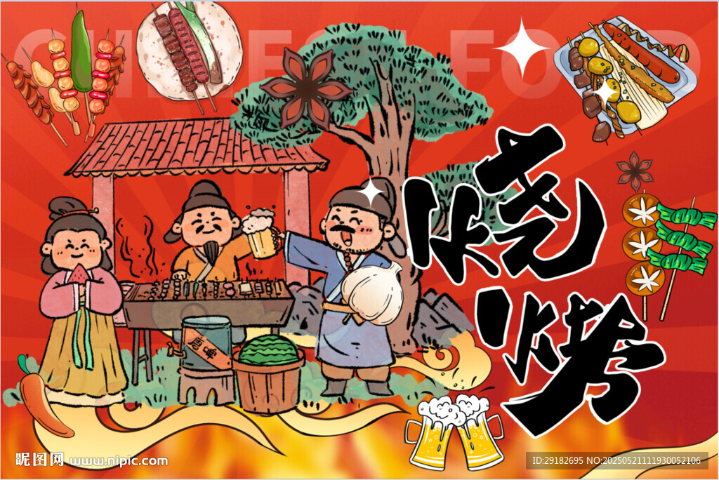 烧烤古代卡通人物