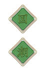 国风绿色方形徽章图案