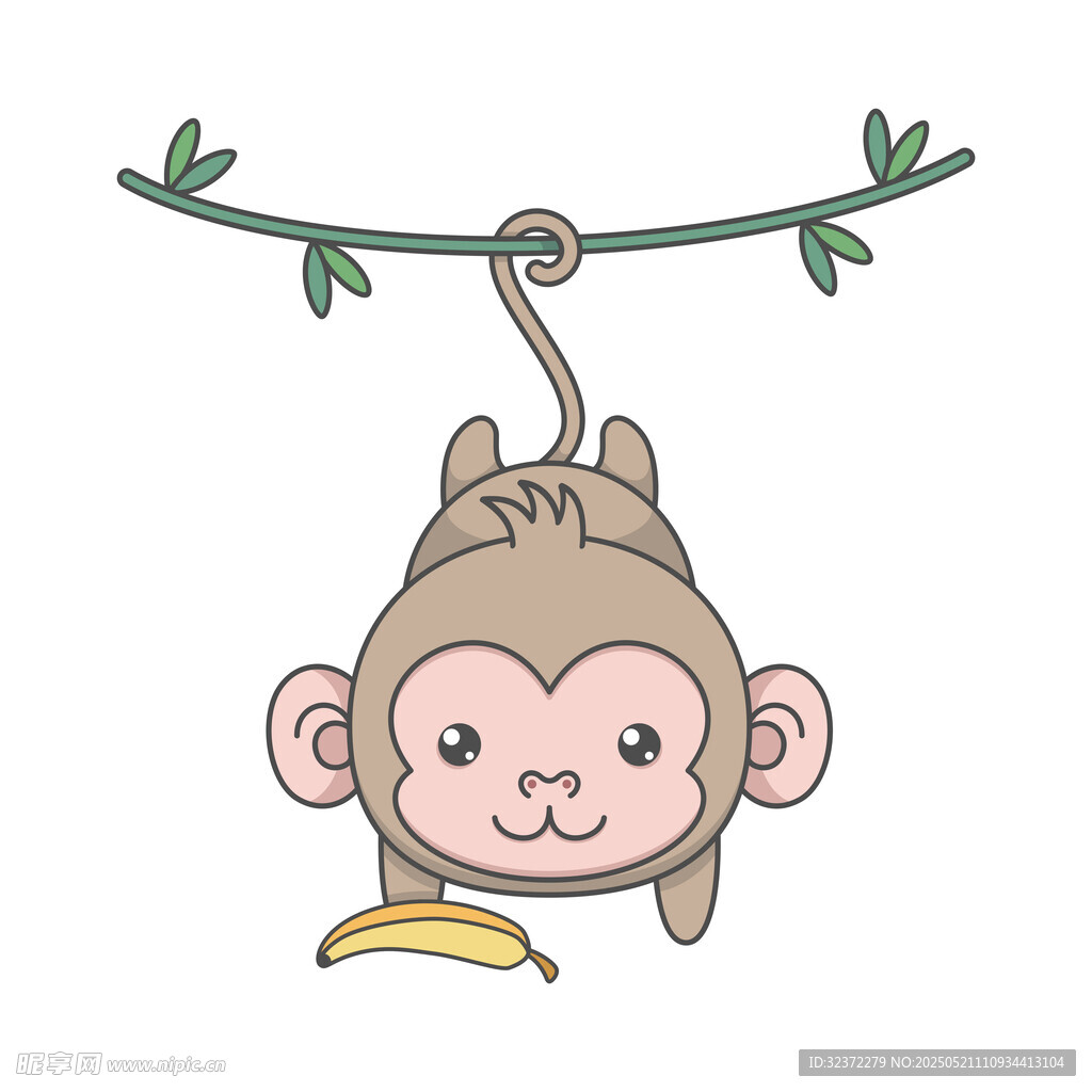 挂枝小猴手拿香蕉